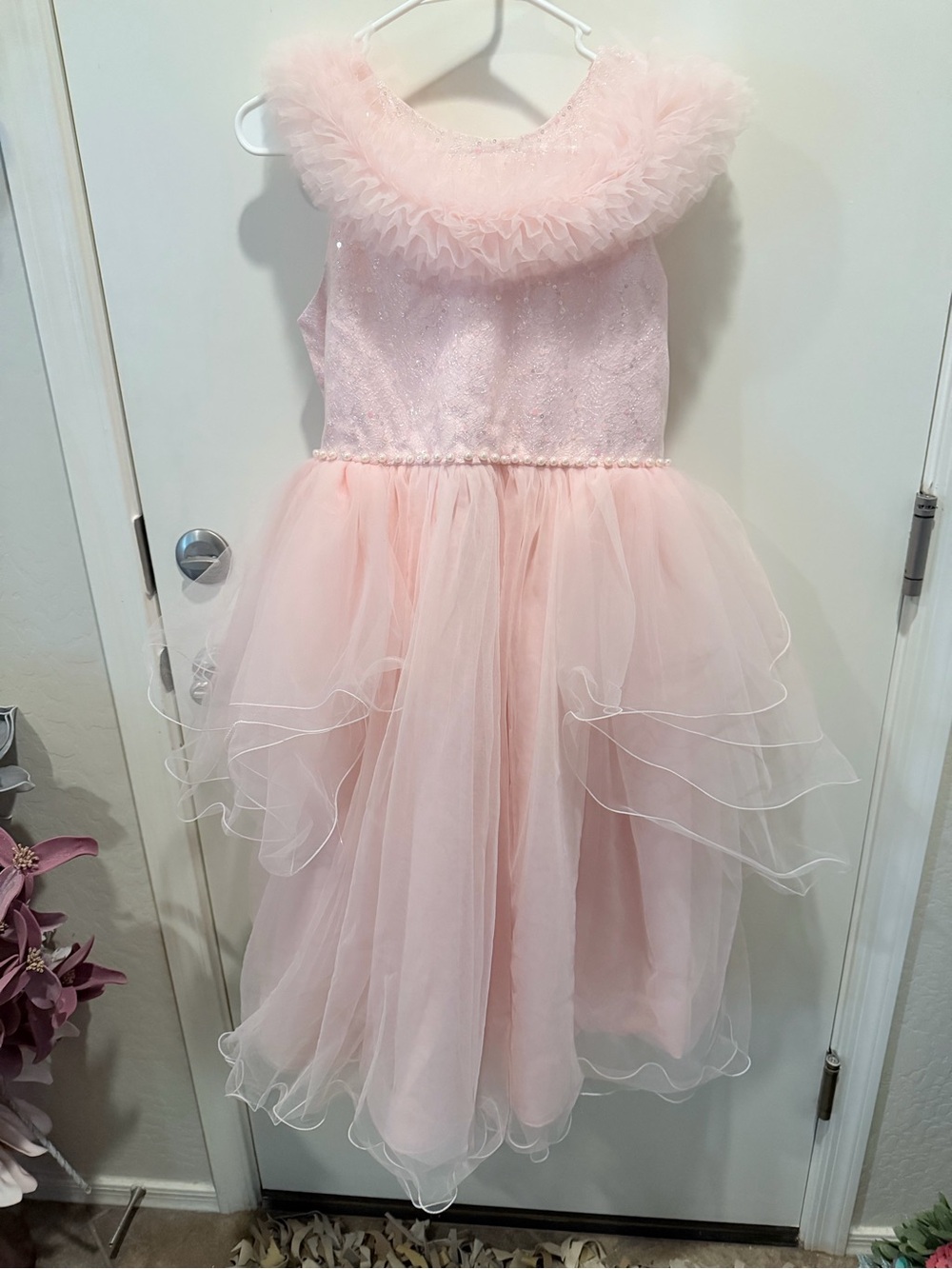 Glinda Light Pink Ruffled Tulle Formal Dress for Girls